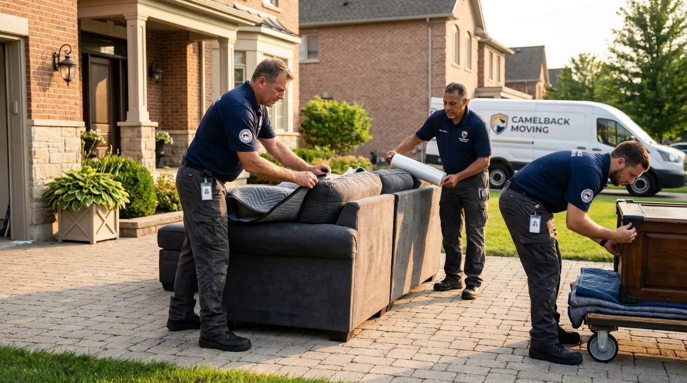 Large estate moving crew wrapping furniture in Atmore, AL