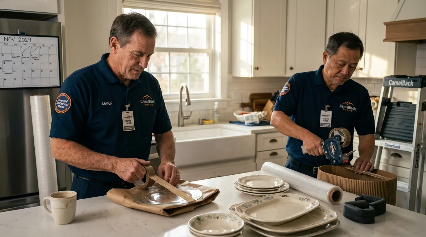 Professional crew packing kitchen dishware in Atmore, AL